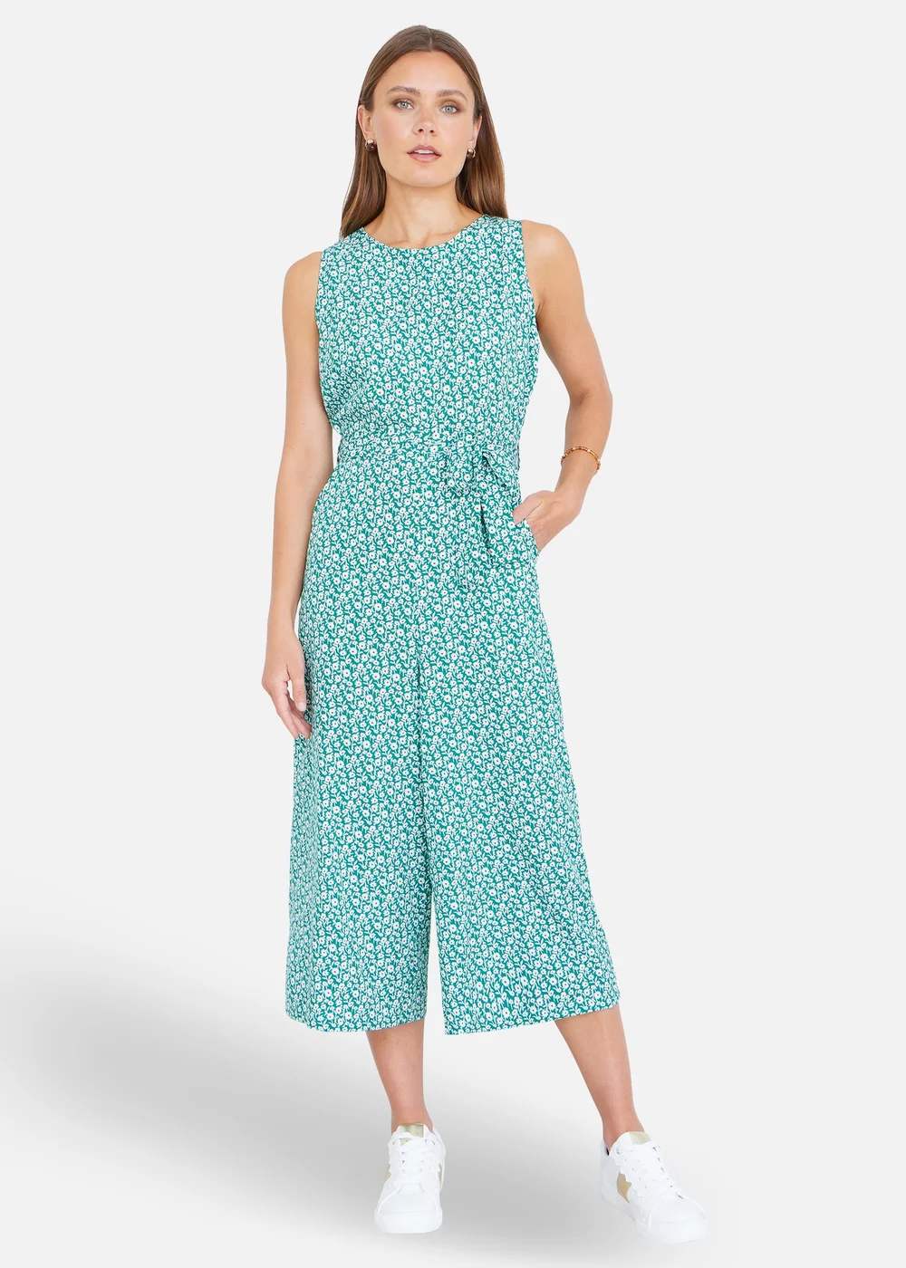 Yumi Green Ditsy Culotte Jumpsuit - 16 Image 1