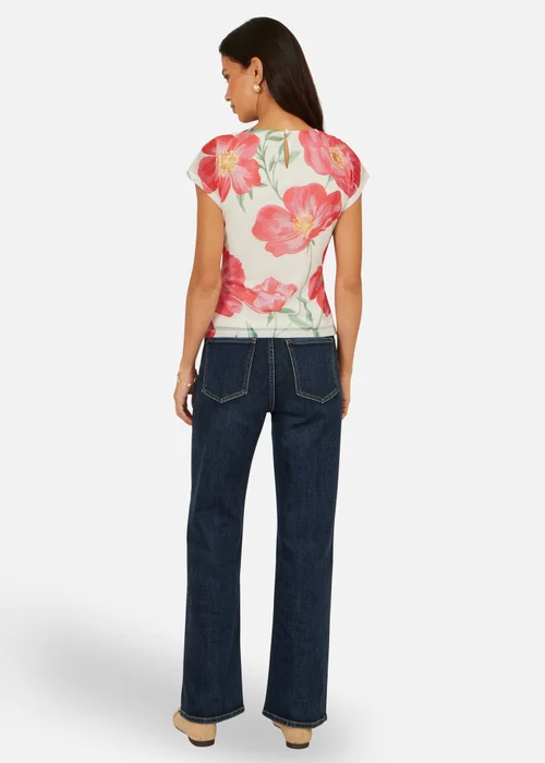 Yumi Ivory Poppy Print Mesh Top - 12 Image 2