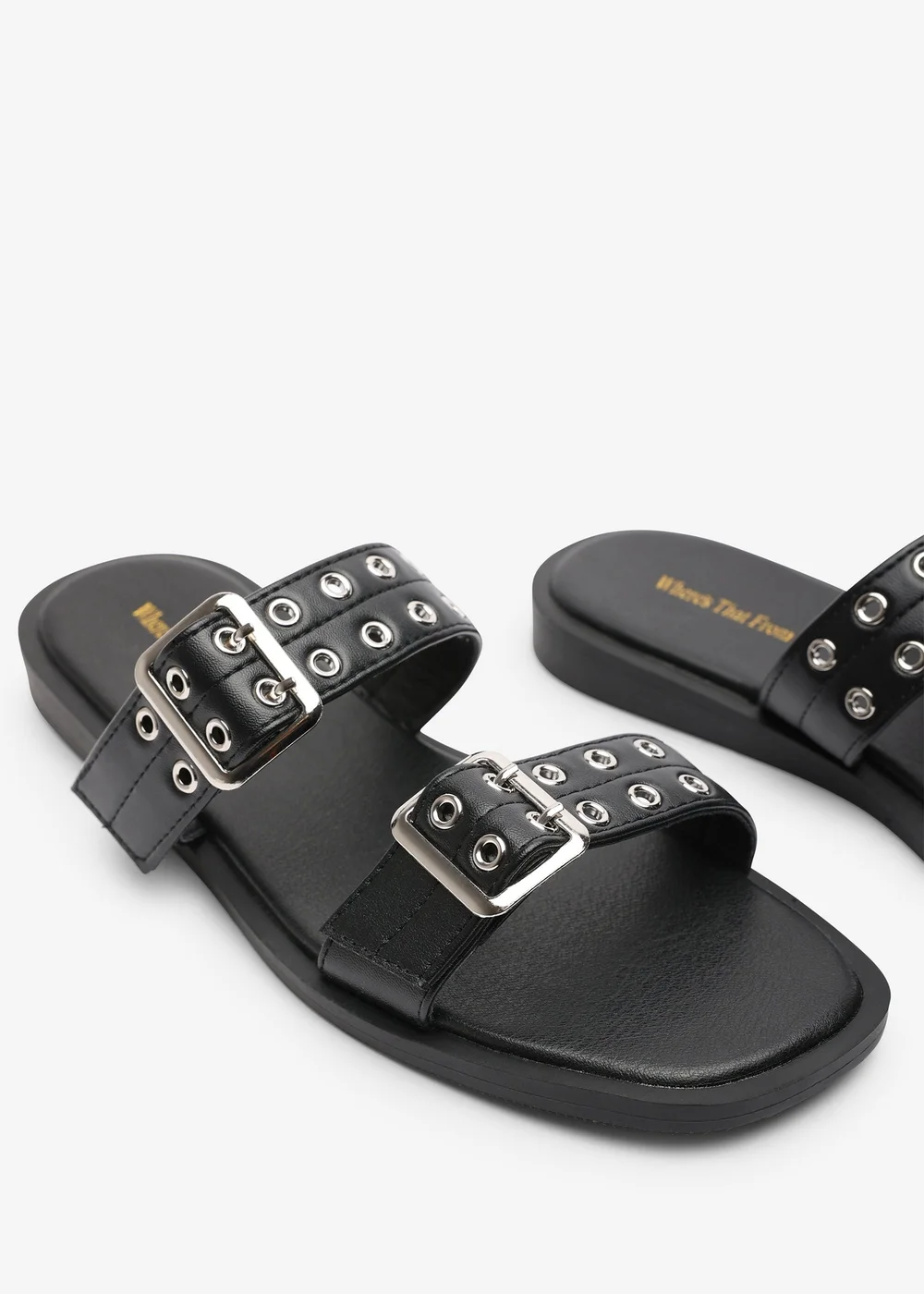Where's That From Black Orchard Slide On Double Buckle Studded Sandal - 3 Image 5