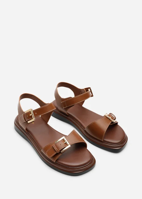 Where's That From Circa Tan Flatform Double Buckle Sandal - 4 Image 5