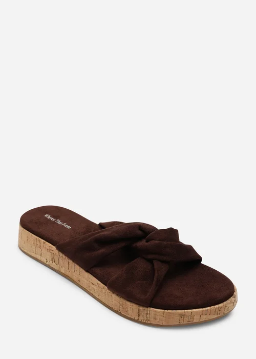 Where's That From Brown Bowite Knotted Open Toe Low Wedge Sandal - 4 Image 3