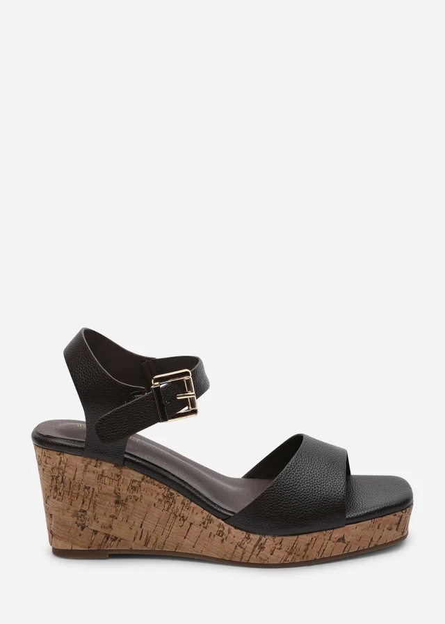 Where's That From Giselle Dark Brown Cork Platform Wedge