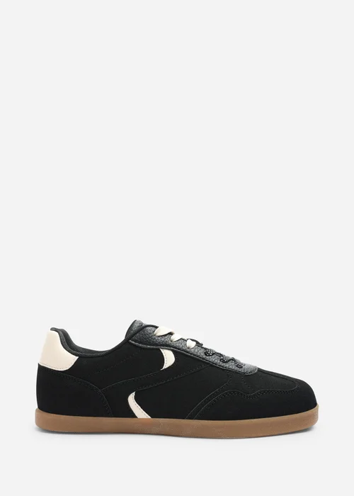 Where's That From Anaiah Black Faux Suede Low Profile Side Panel Detailed Trainer - 4 Image 1