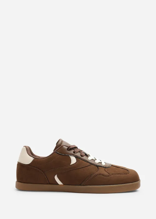 Where's That From Anaiah Brown Faux Suede Low Profile Side Panel Detailed Trainer - 4 Image 1