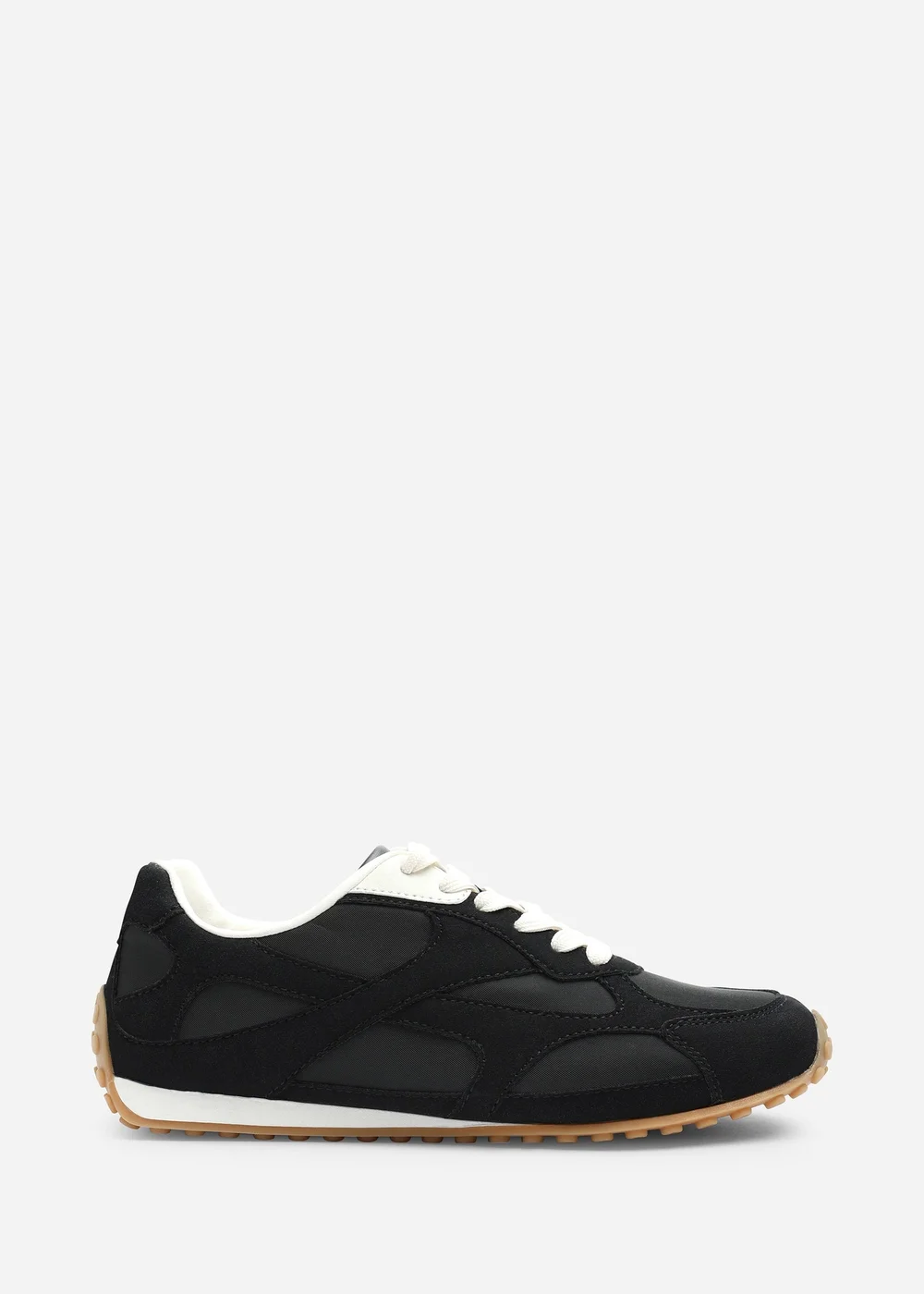 Where's That From Marleigh Black Faux Suede Retro Runner Trainer - 4 Image 1