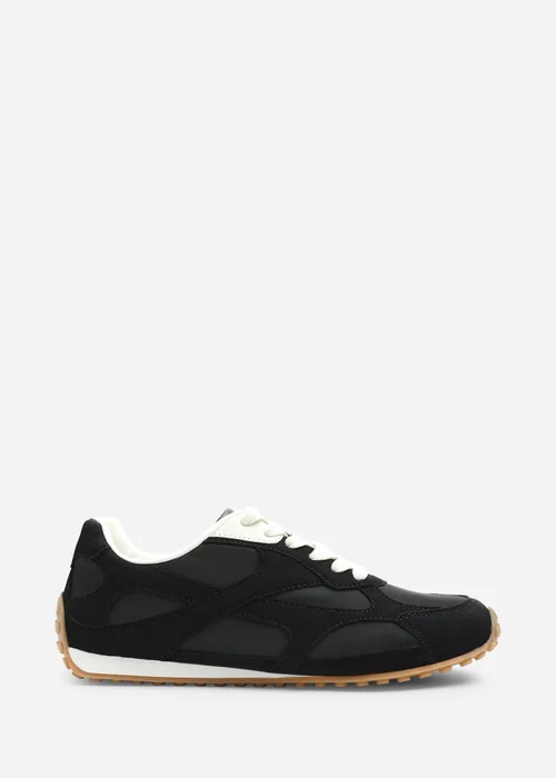 Where's That From Marleigh Black Faux Suede Retro Runner Trainer - 4 Image 1