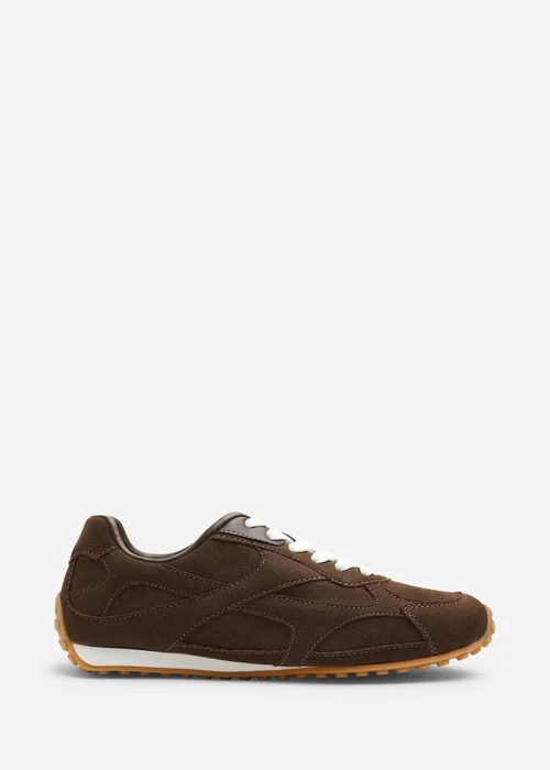 Where's That From Marleigh Brown Faux Suede Retro Runner Trainer - 5 Image 1