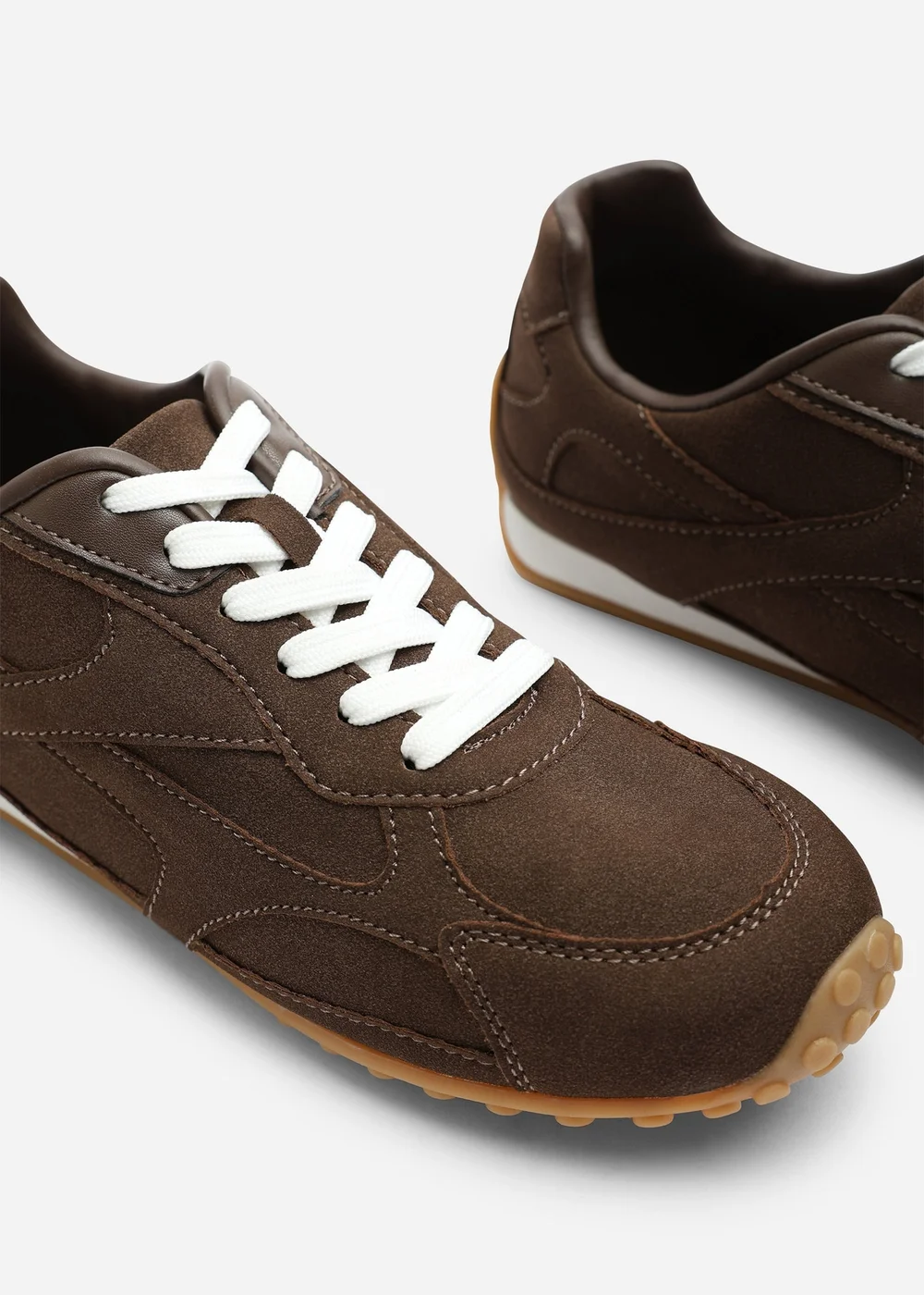 Where's That From Marleigh Brown Faux Suede Retro Runner Trainer - 5 Image 5