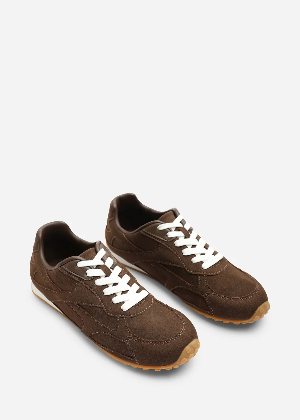 Where's That From Marleigh Brown Faux Suede Retro Runner Trainer - 5 Image 4