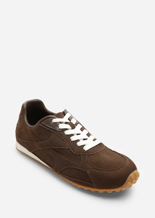 Where's That From Marleigh Brown Faux Suede Retro Runner Trainer - 5 Image 3