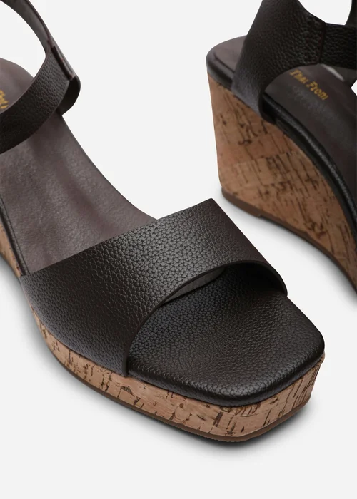 Where's That From Giselle Wide Dark Brown Cork Platform Wedge - 6 Image 5