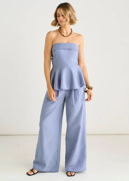 Gini London Blue Wide Leg Pleat Front Formal Trousers - 10 Image 1