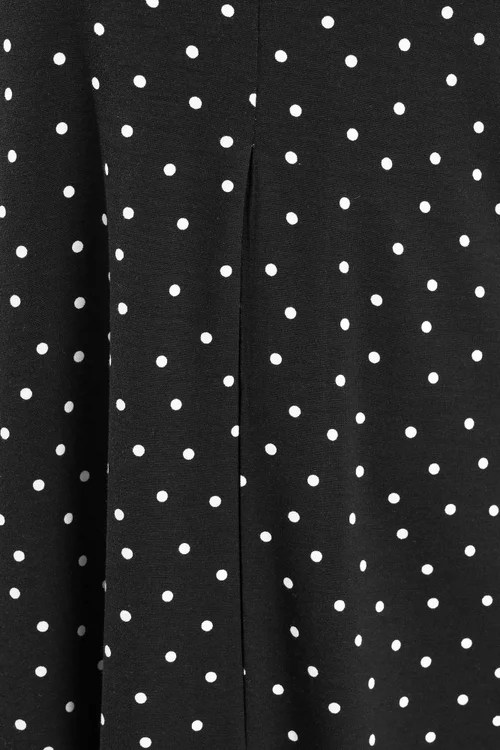 Yours Curve Black Polka Dot Pleat Front Dress - 16 Image 4