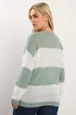 Yours Curve Green Striped Knitted Jumper - 30 Image 3
