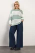 Yours Curve Green Striped Knitted Jumper - 30 Image 2
