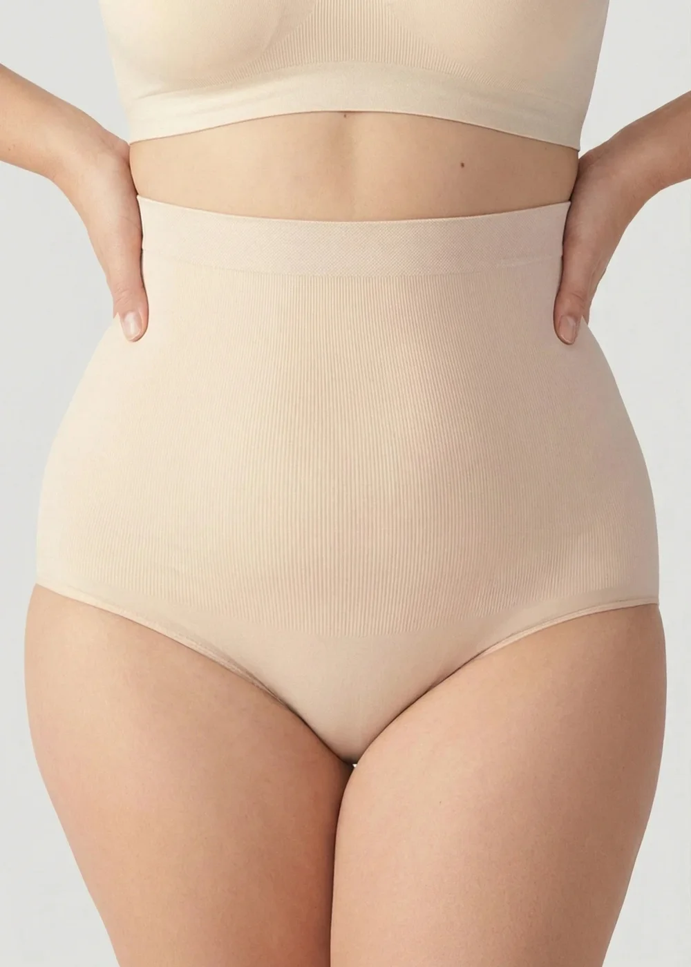 Public Desire Beige High Waisted Shaping Panty - XL-2XL Image 1