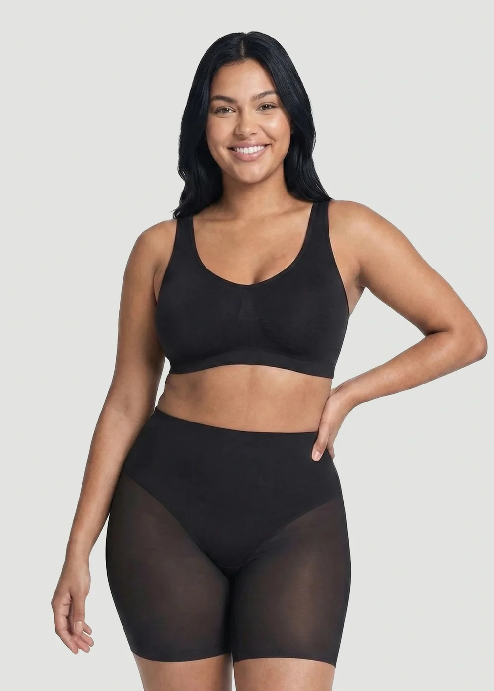 Conturve Black High Waisted Mesh Shaping Shorts - 2XL Image 4