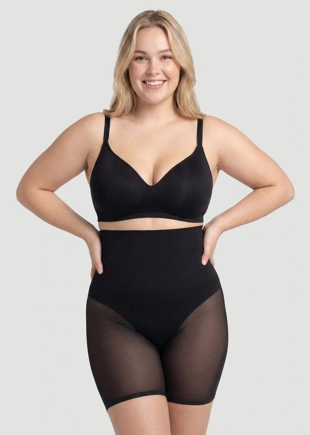 Conturve Black High Waisted Mesh Shaping Shorts - 2XL Image 1