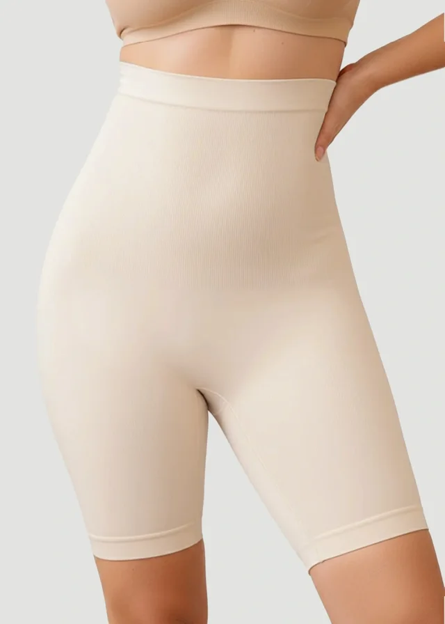 Conturve Beige High Waisted Shaping Shorts