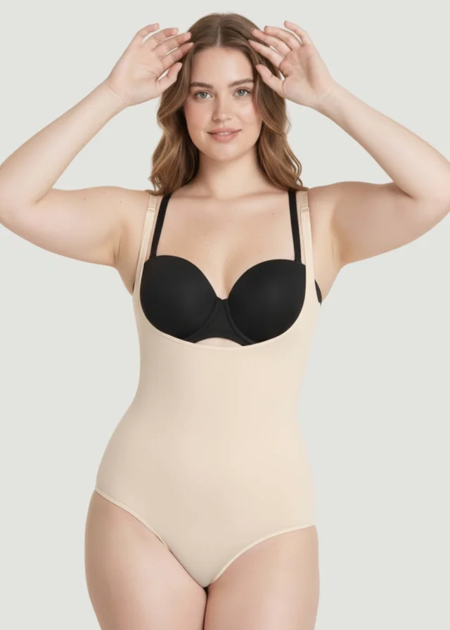 Conturve Beige Open Bust Bodysuit Shaping Panty