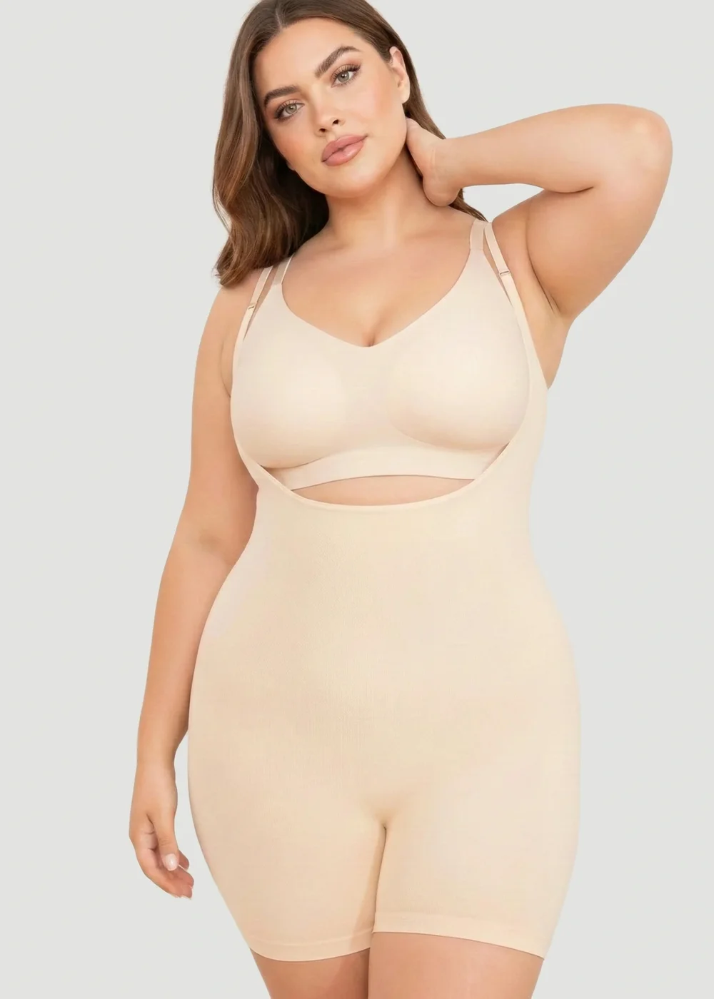Conturve Beige Open Bust Bodysuit Shaping Shorts - S Image 1