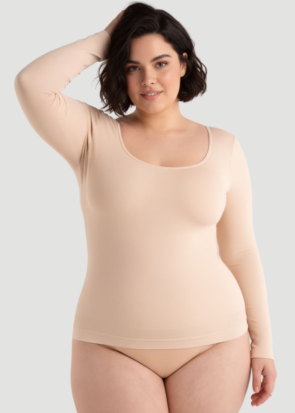 Conturve Beige Long-Sleeve Shaping Smoothing Top - XL Image 1