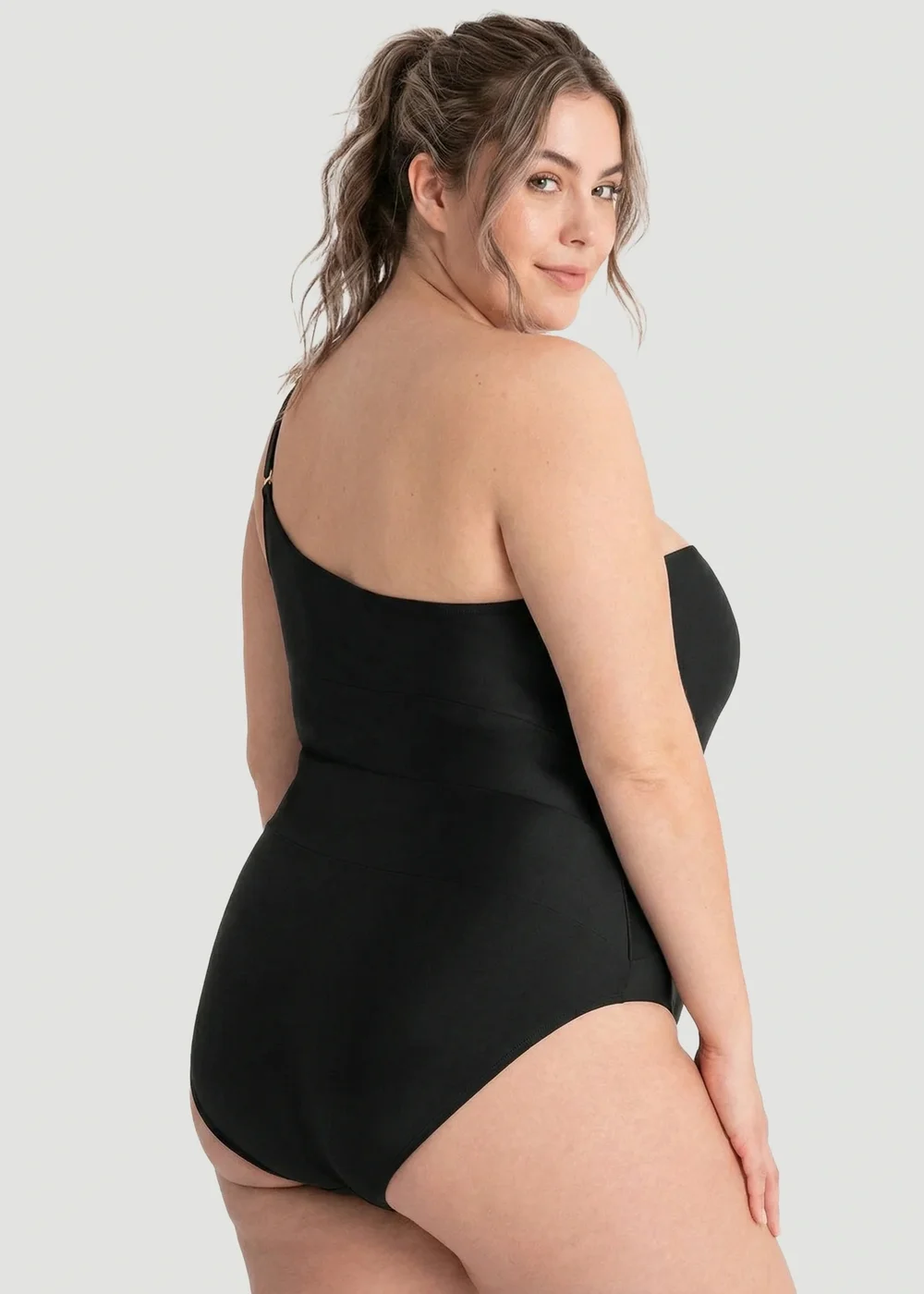 Conturve Black One Shoulder Shaping Swimsuit - 2XL Image 3