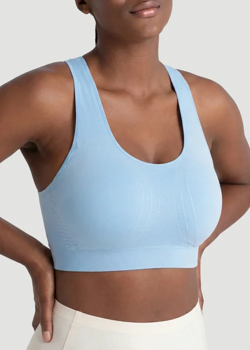 Conturve Pale Blue Seamless Racerback Sports Bra - 3XL Image 2