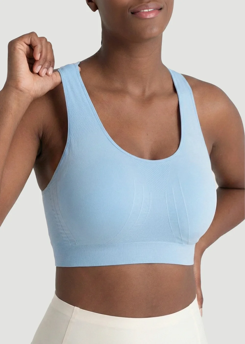 Conturve Pale Blue Seamless Racerback Sports Bra - 3XL Image 1