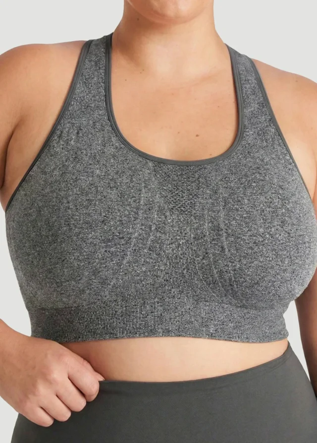 Conturve Grey Seamless Racerback Sports Bra