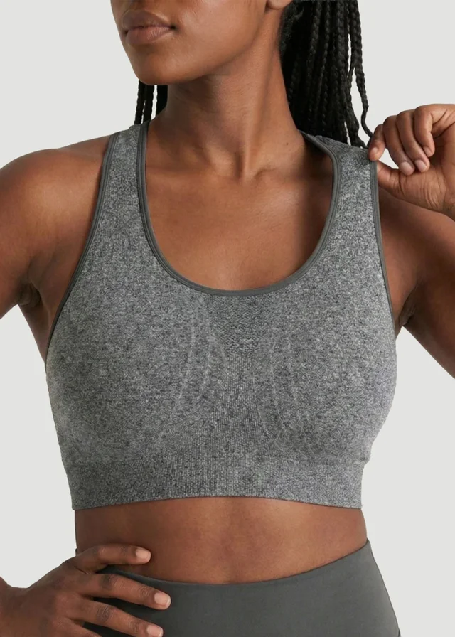 Conturve Grey Seamless Racerback Sports Bra