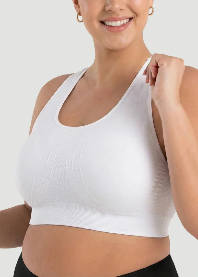 Conturve White Seamless Racerback Sports Bra