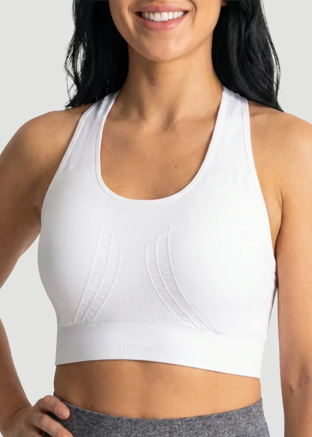 Conturve White Seamless Racerback Sports Bra