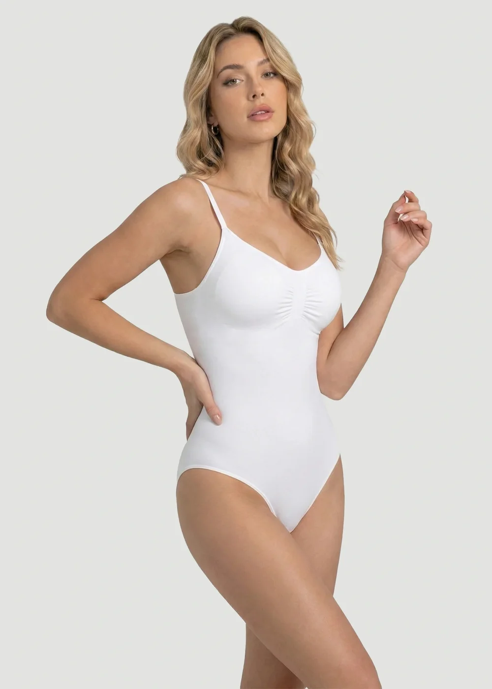 Conturve White Seamless Sculpt Thong Shapewear Bodysuit - M Image 2