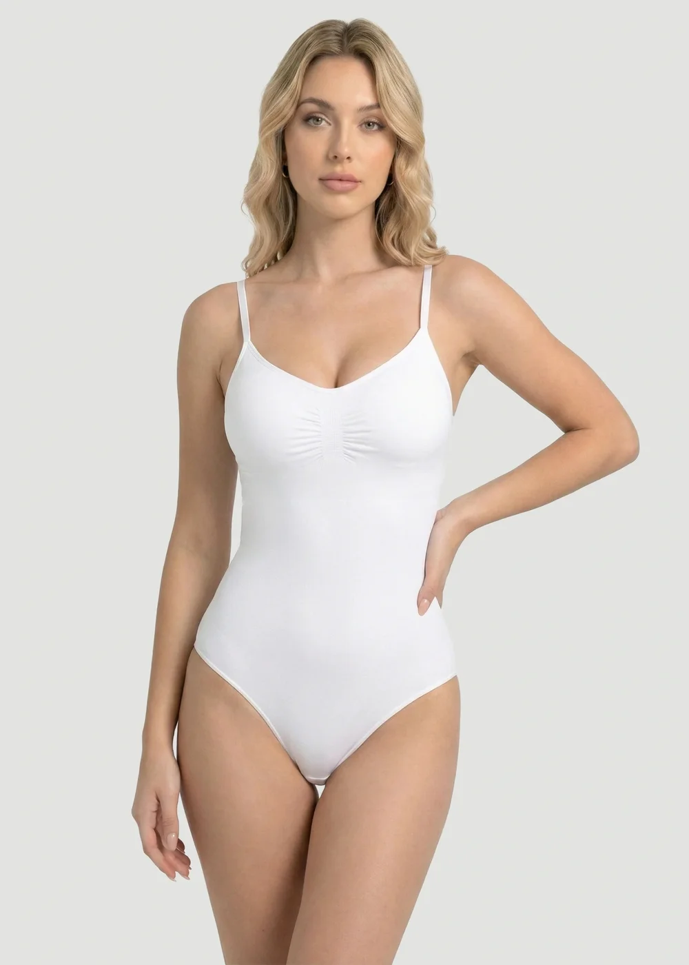 Conturve White Seamless Sculpt Thong Shapewear Bodysuit - M Image 1