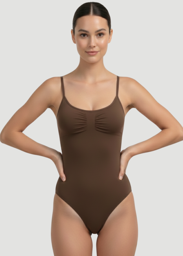 Conturve Brown Seamless Sculpt Thong Shapewear Bodysuit