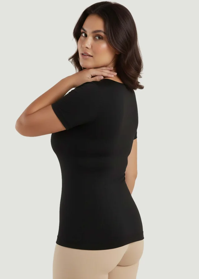 Conturve Black Short-Sleeve Shaping Smoothing Top