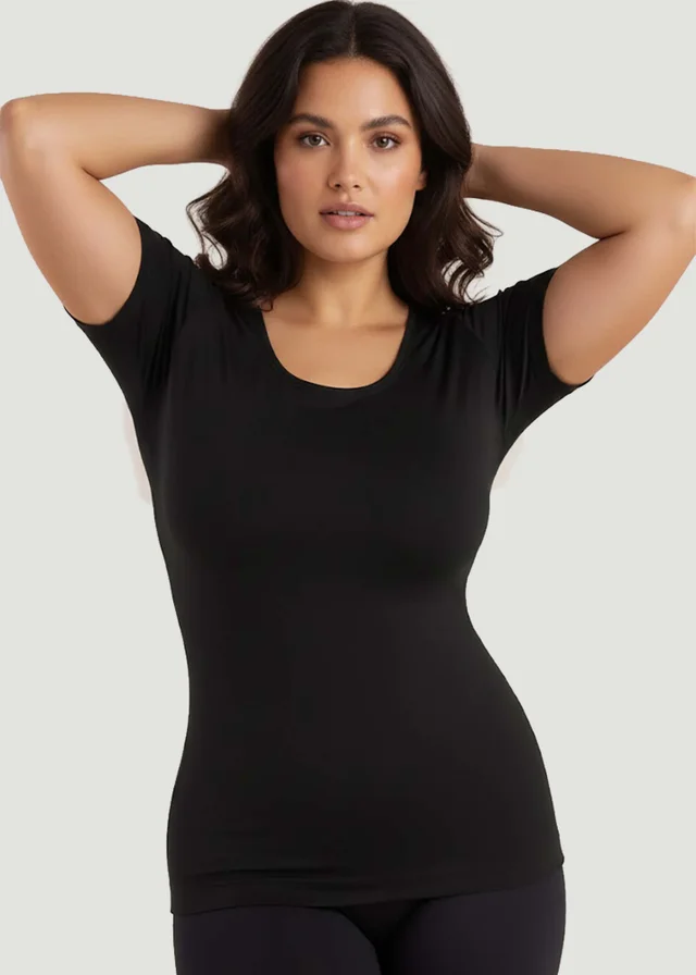 Conturve Black Short-Sleeve Shaping Smoothing Top