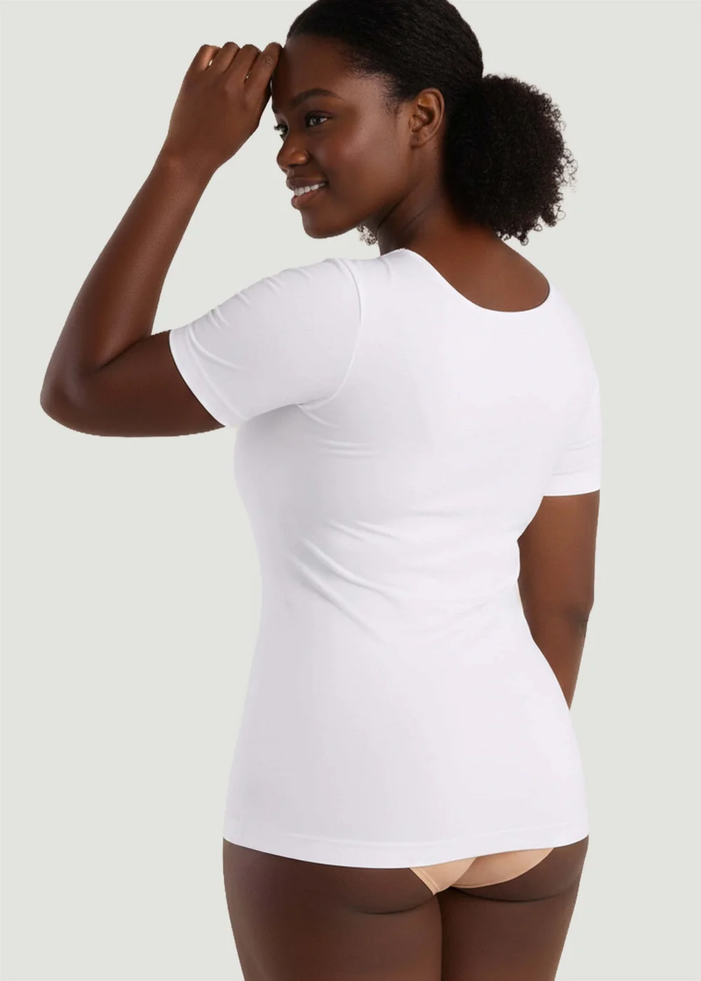 Conturve White Short-Sleeve Shaping Smoothing Top - 4XL Image 3