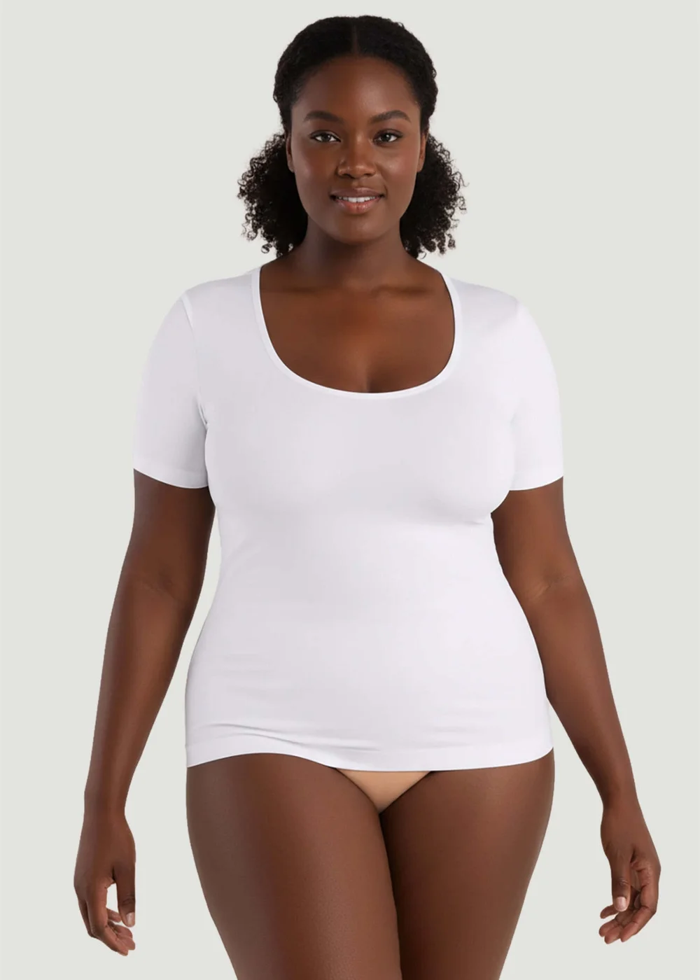 Conturve White Short-Sleeve Shaping Smoothing Top - 4XL Image 1