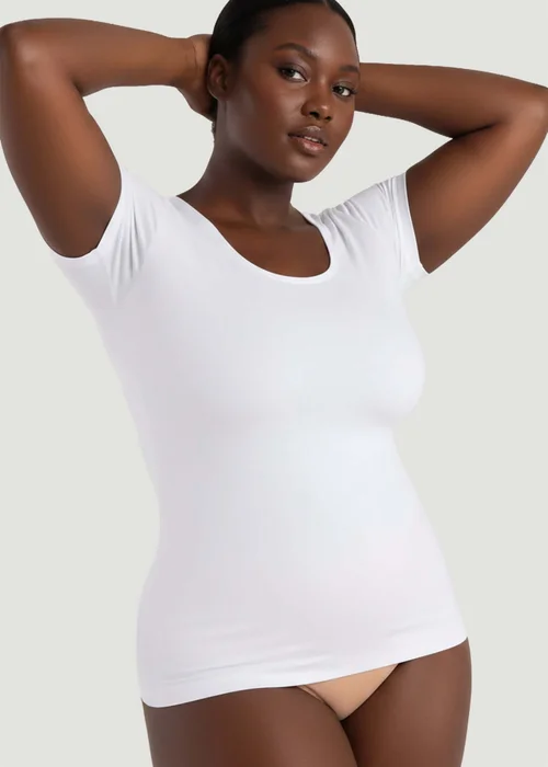 Conturve White Short-Sleeve Shaping Smoothing Top - 4XL Image 2