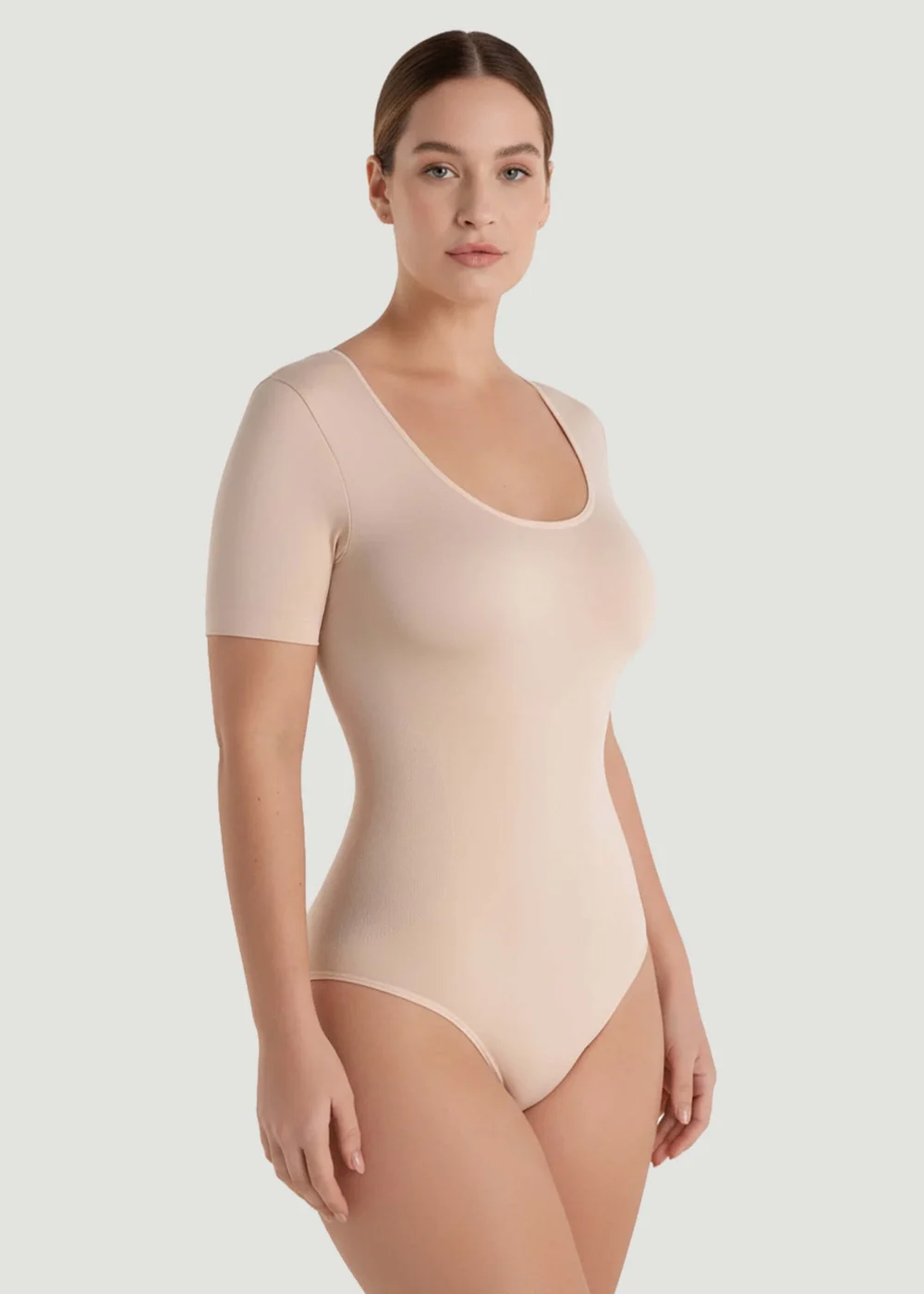 Conturve Beige Short-Sleeve Seamless Sculpt Shapewear Bodysuit - 4XL Image 1