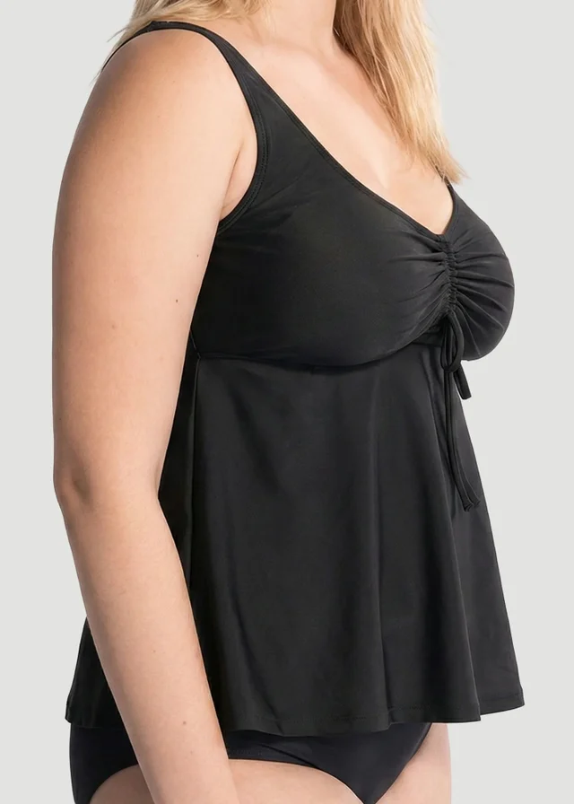 Conturve Black Wireless Tie-Front Tankini
