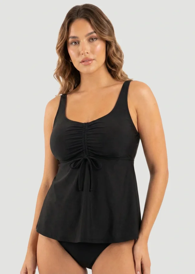 Conturve Black Wireless Tie-Front Tankini