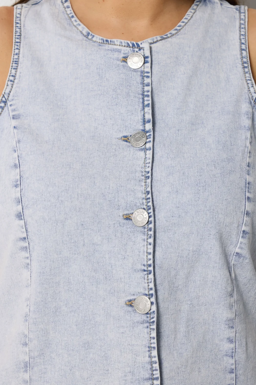 Yours Curve Blue Denim Longline Waistcoat - 20 Image 4
