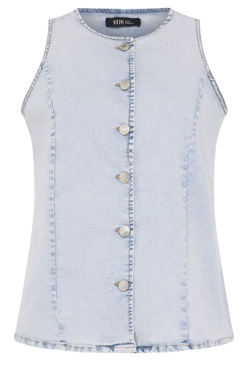 Yours Curve Blue Denim Longline Waistcoat - 20 Image 5