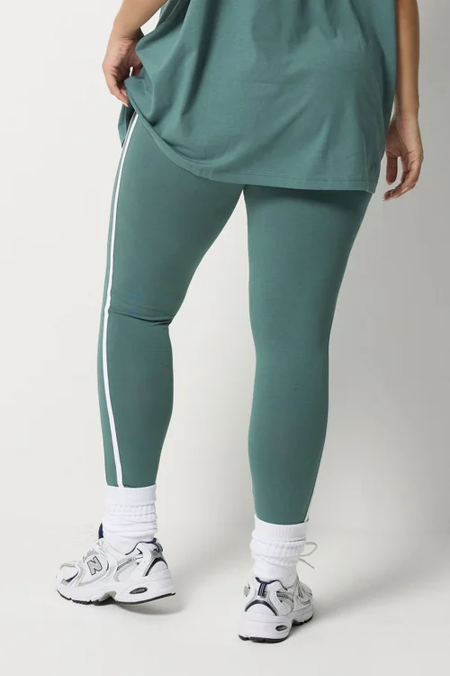 Yours Active Curve Blue Side Stripe Leggings - 24 Image 4