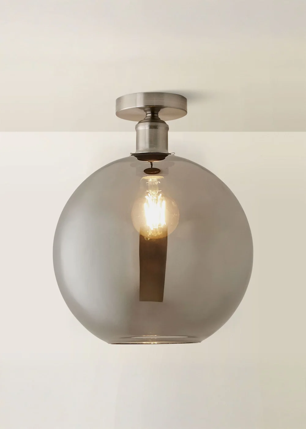 ValueLights Bellamy Smoke Glass Brushed Chrome Flush Ceiling Light - One Size Image 4