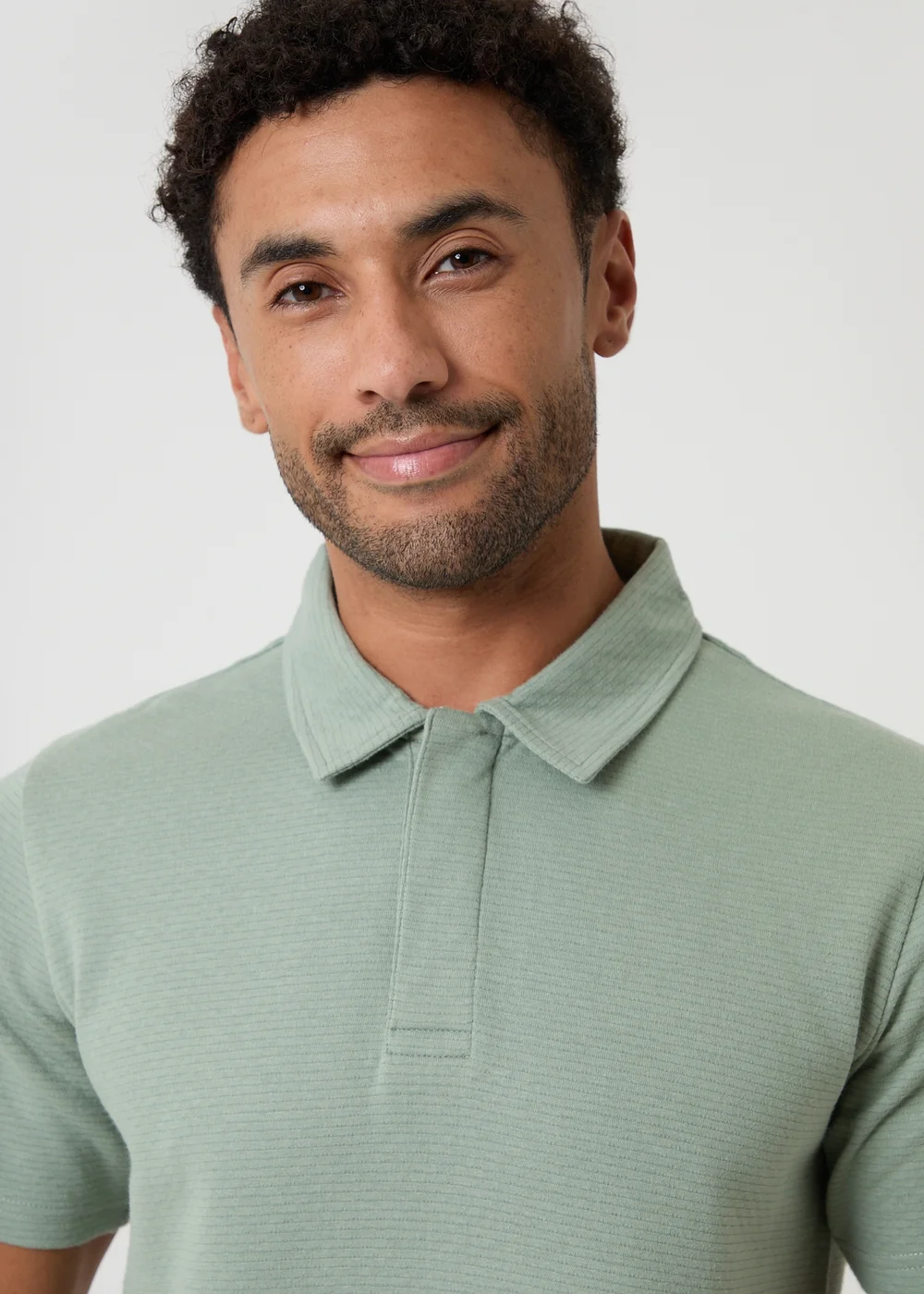 Threadbare Soft Green Textured Cotton Rich Polo Shirt - 2XL Image 4