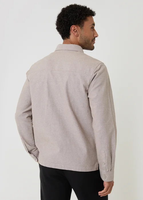 Threadbare Taupe Linen Blend Lightweight Shacket - M Image 2
